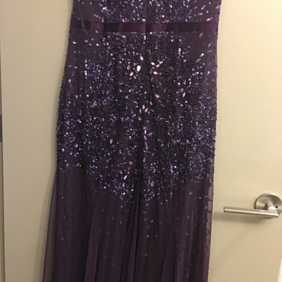 NWT Adrianna Papell CapSleeve Embellished Beaded sequined Gown Currant eggplant - Picture 7 of 8